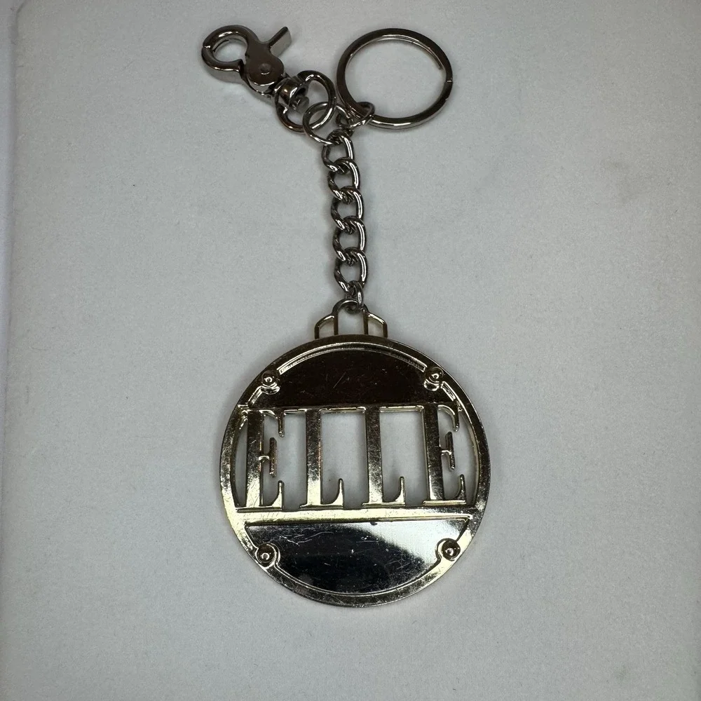 Elle Logo‎ KEY FOB Purse CHARM Gold-tone Circle 2.25